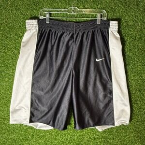 Nike Reversible Basketball Shorts Black Silver Mesh Swoosh Men's XL Y2K Vintage‎